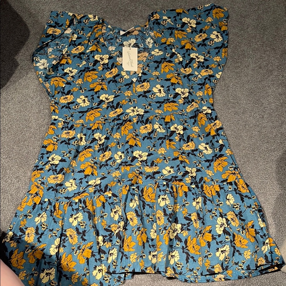 Universal Thread Blue and Yellow Floral Dress
